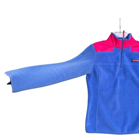 Vineyard Vine Blue Pink Pullover Fleece Sweater Jacket Women Sz X Small 1/4 Zip - Picture 3 of 7